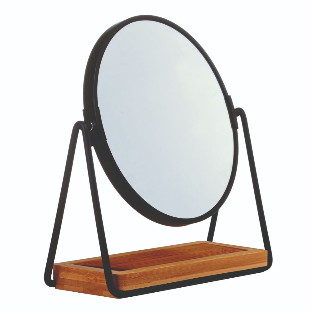 Danielle Metal And Bamboo Oval Vanity Mirror With Tray