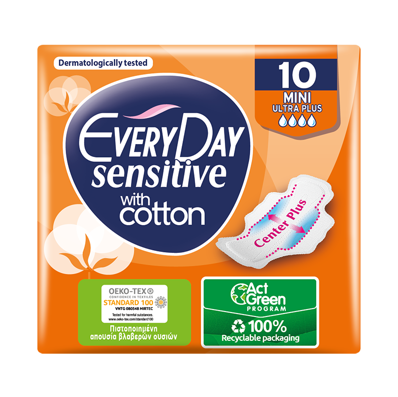 EveryDay Pads Ultra Plus Sensitive With Cotton Mini  x 10