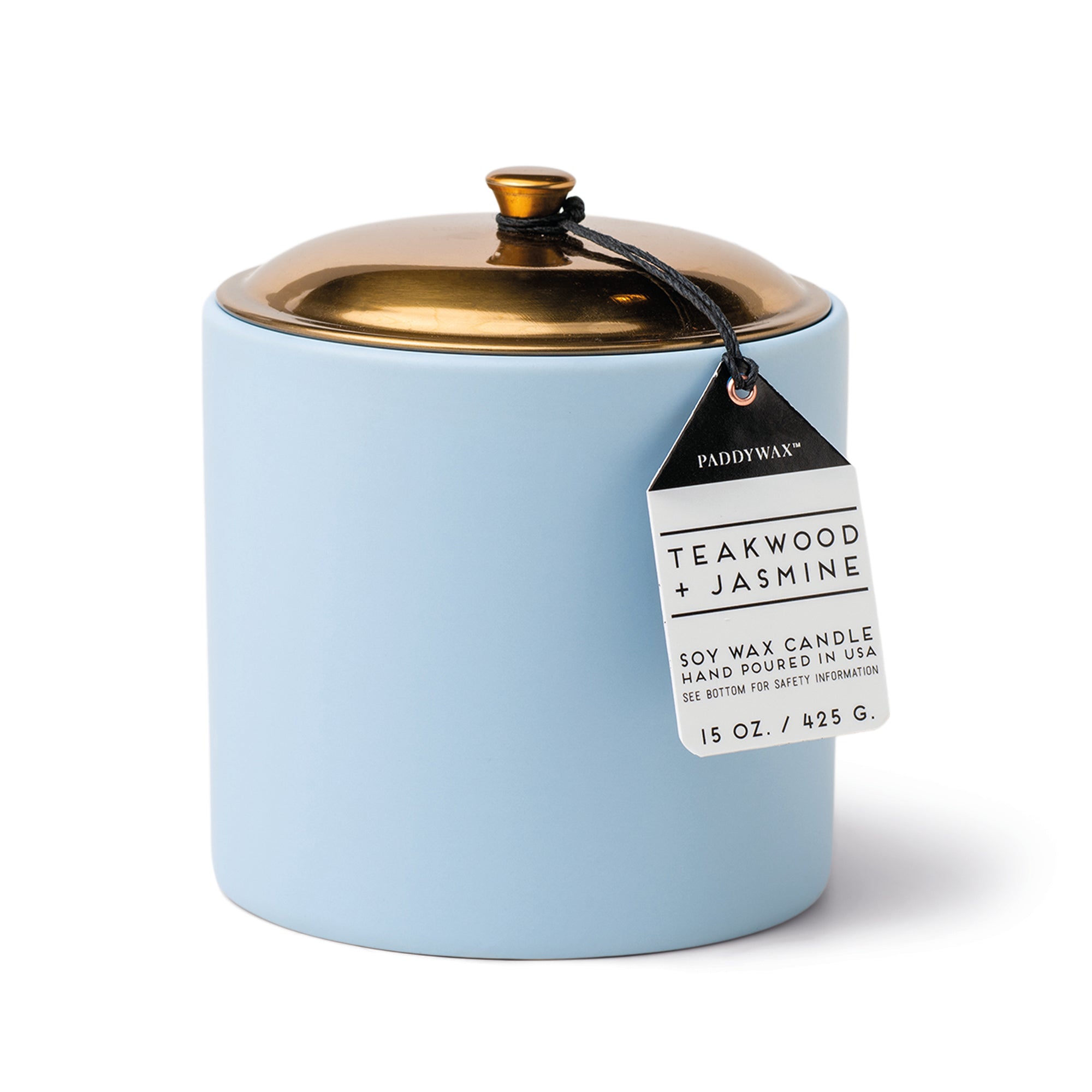Paddy Wax Hygge 3-Wick Ceramic Candle (425g) - Blue - Teakwood & Jasmine