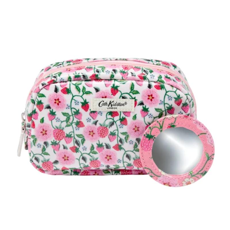 Heathcote & Ivory  Makeup Bag With Mirror - Strawberry