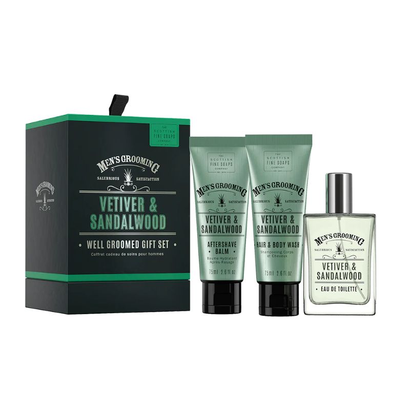 Scottish Fine Soaps   Vetiver & Sandalwood Well Groomed Set