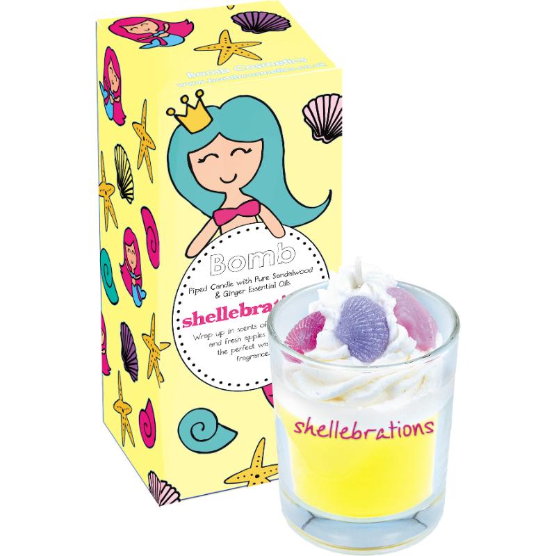 Bomb Cosmetics Shell - E - Brations - Piped Candle