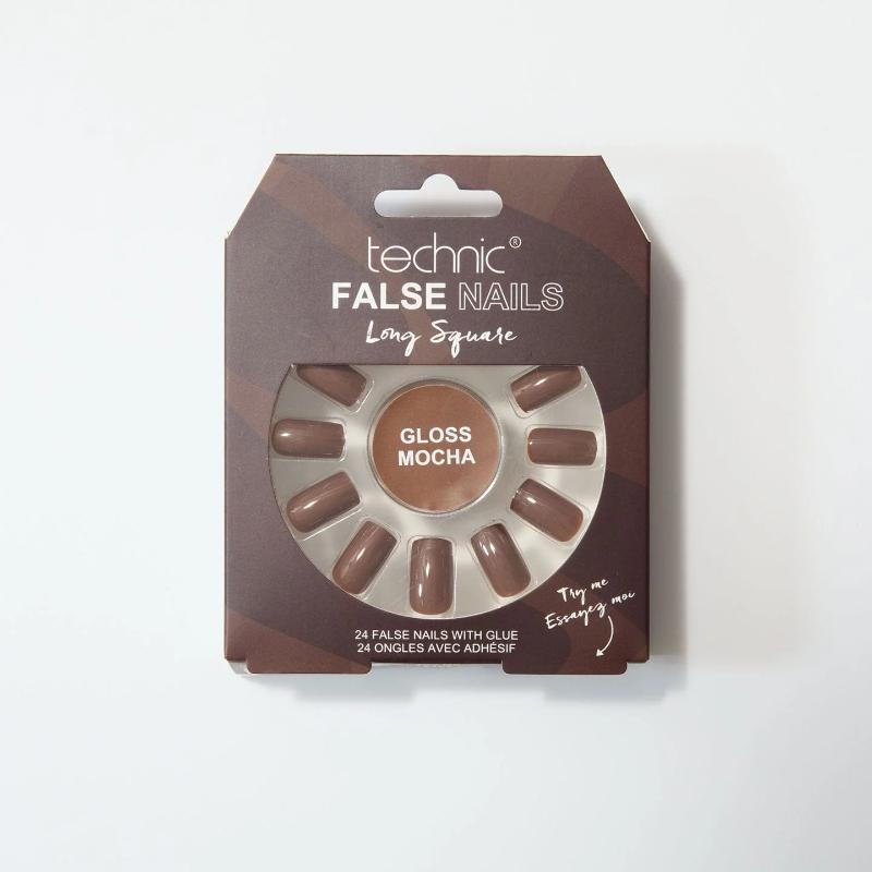 Technic False Nails - Long Square Gloss Mocha