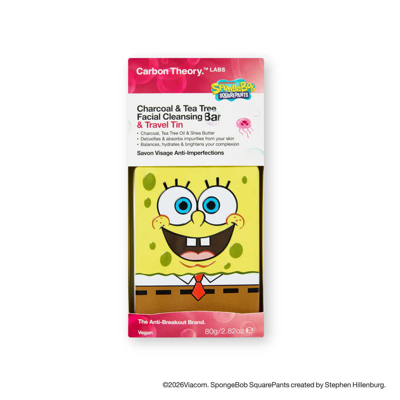 Carbon Theory Sponge Bob Collection LIMITED EDITION Patrick’s Home Anti-Breakout Facial Cleansing Bar + Travel Tin