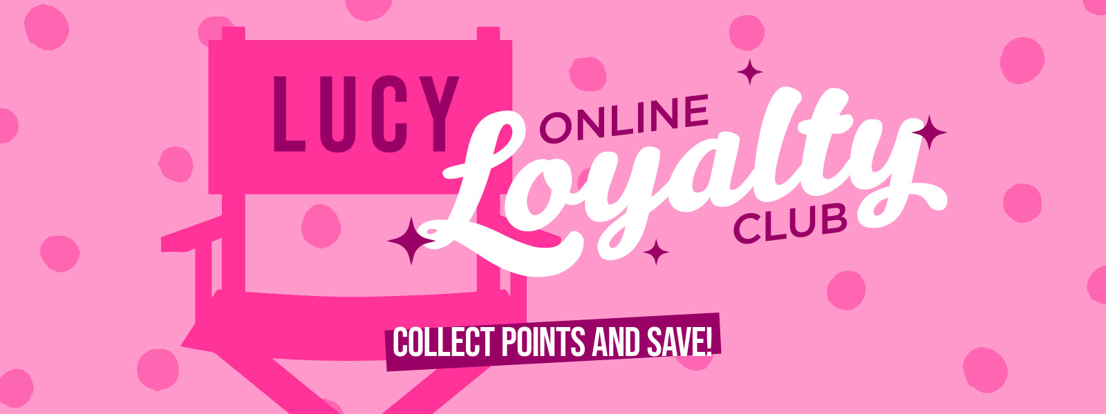 Hot pink chair against light pink background with polka dots