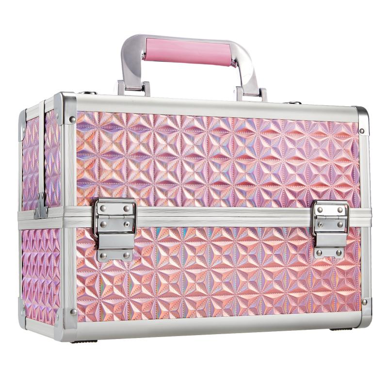 Big Rock Make Up Case Glitter Pink With Mirror