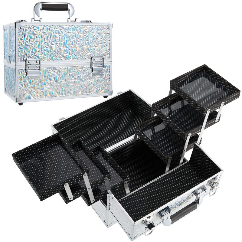 Big Rock Make Up Case Silver Glitter  (M)