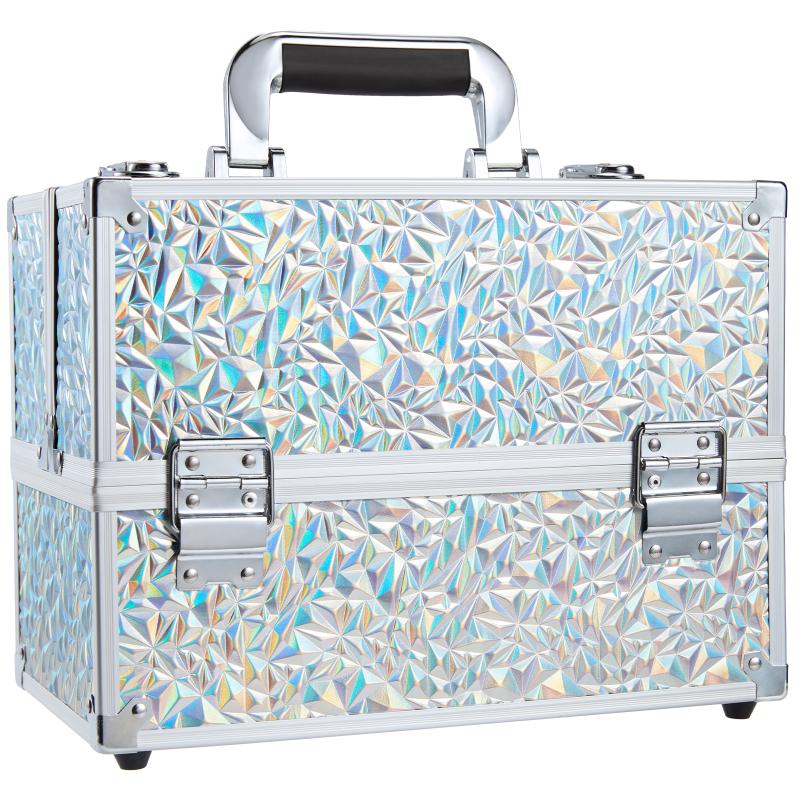 Big Rock Make Up Case Silver Glitter  (M)