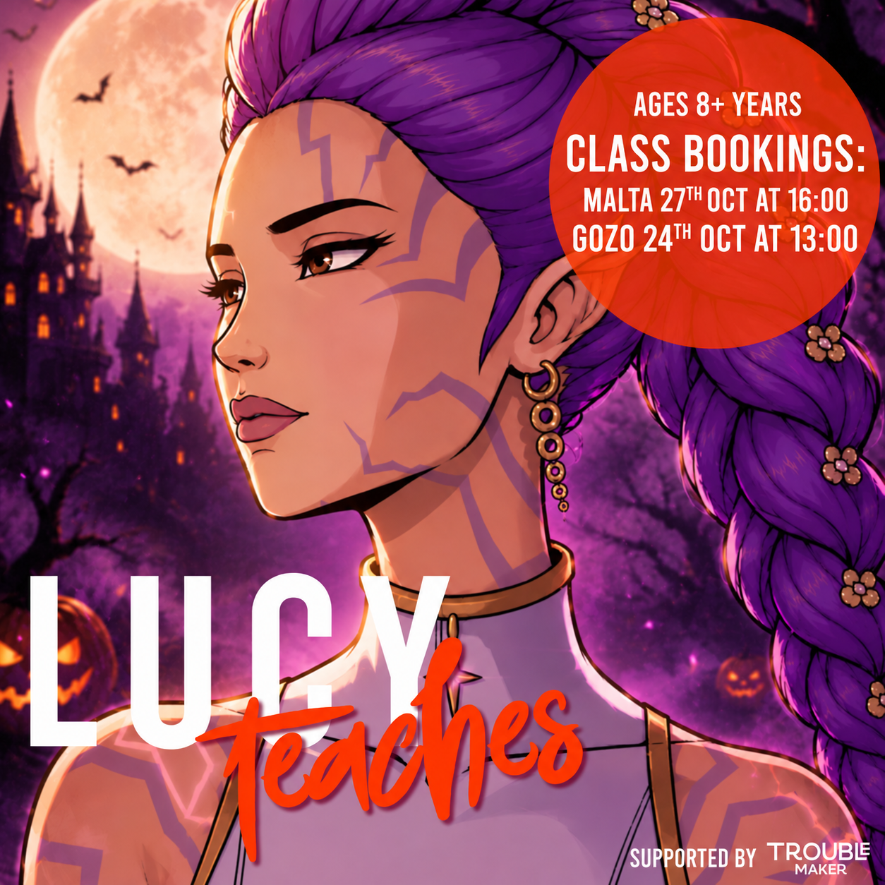 MALTA: 🖤💄 Rumi-Inspired Halloween Glam – Special Edition in Malta✨🎃 (Ages 8+) – Tues 27th Oct, 16:00PM–18:30PM –MALTA