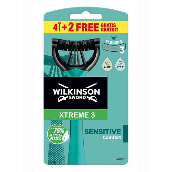 Wilkinson Sword Disposable Extreme3 Sensitive Razor 4+2