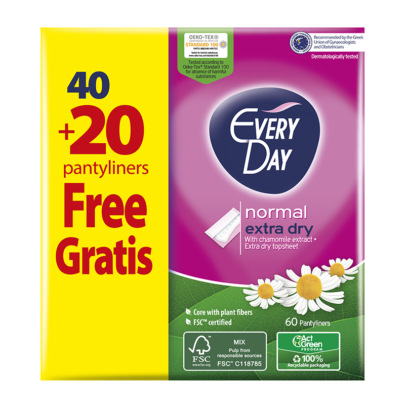 EveryDay Panty Liners Extra Dry Normal economy 40+20 free