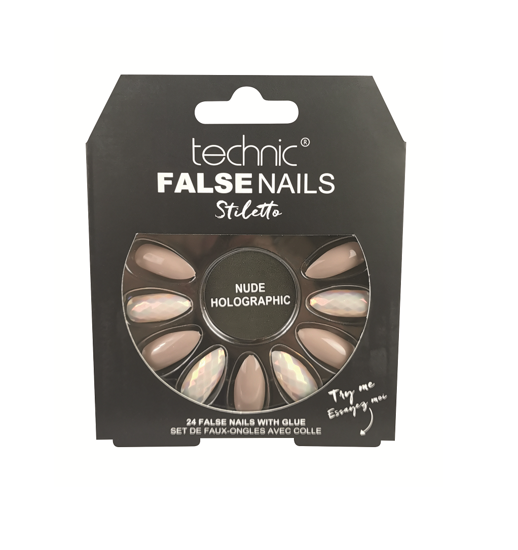 Technic False Nails Stiletto Nude Holographic