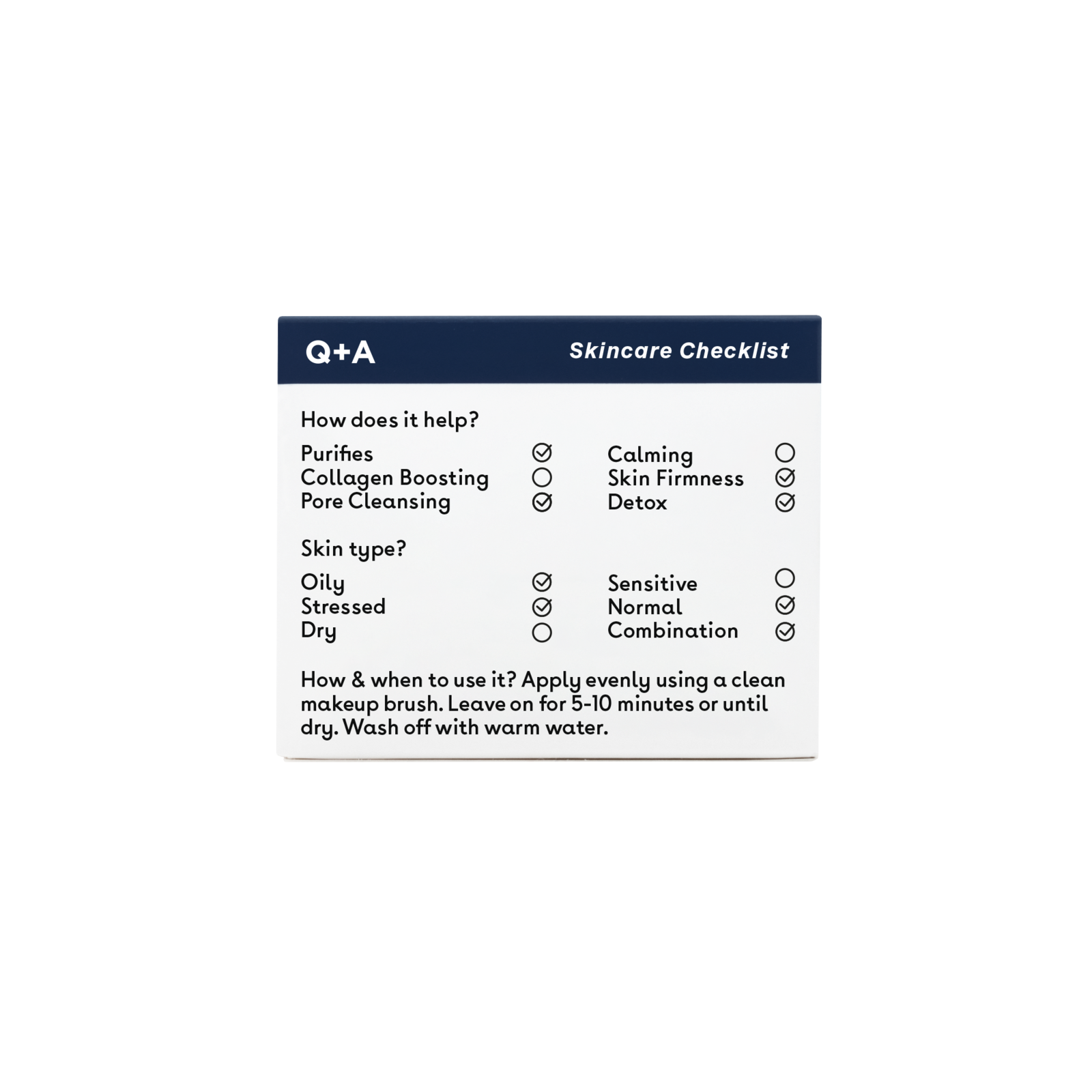 Q+A Activated Charcoal Face Mask