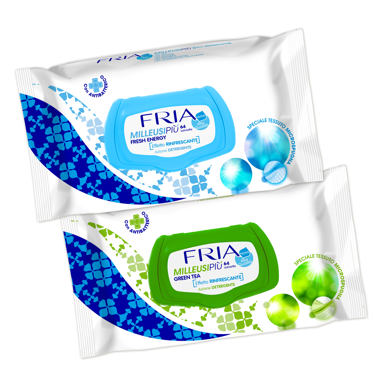 Fria MilleusiPiu Fresh Energy X 64 Wipes and Green Tea Wipes x 64 Wipes