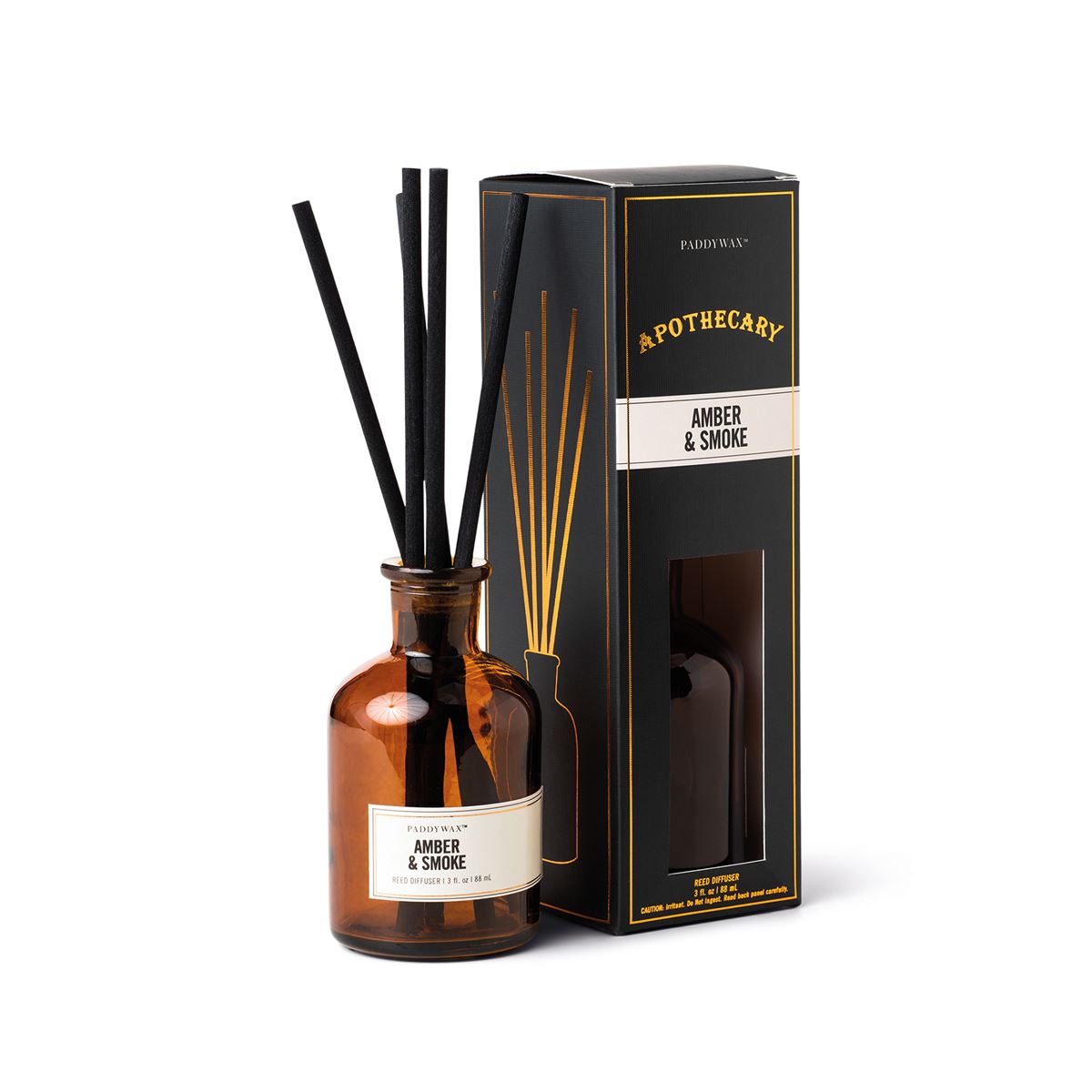 Paddy Wax Apothecary Amber Glass Diffuser (88ml) - Amber & Smoke
