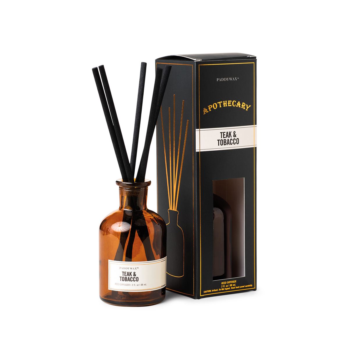 Paddy Wax Apothecary Amber Glass Diffuser (88ml) - Teak & Tabacco