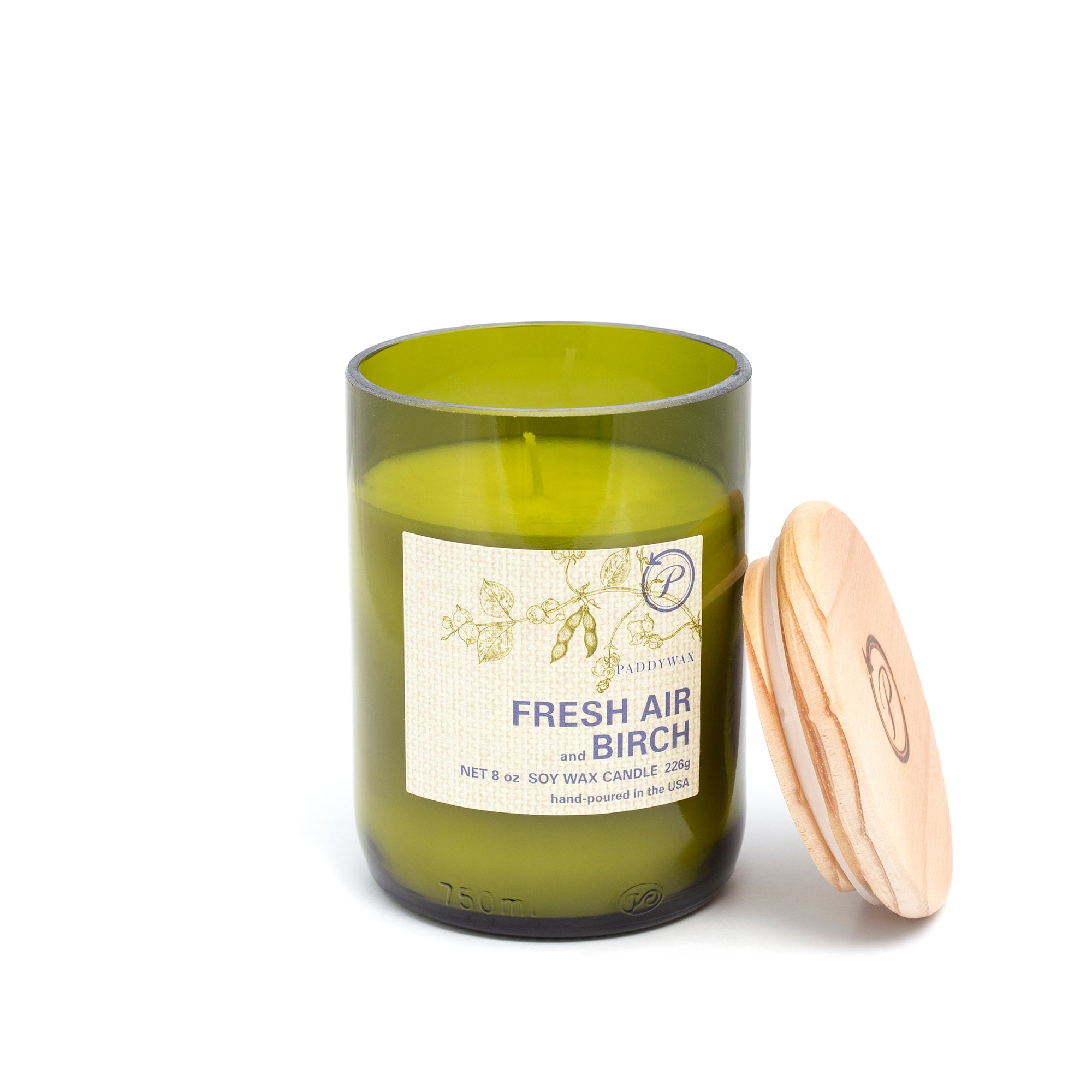 Paddy Wax Eco Green Recycled Glass Candle (226g) - Fresh Air & Birch