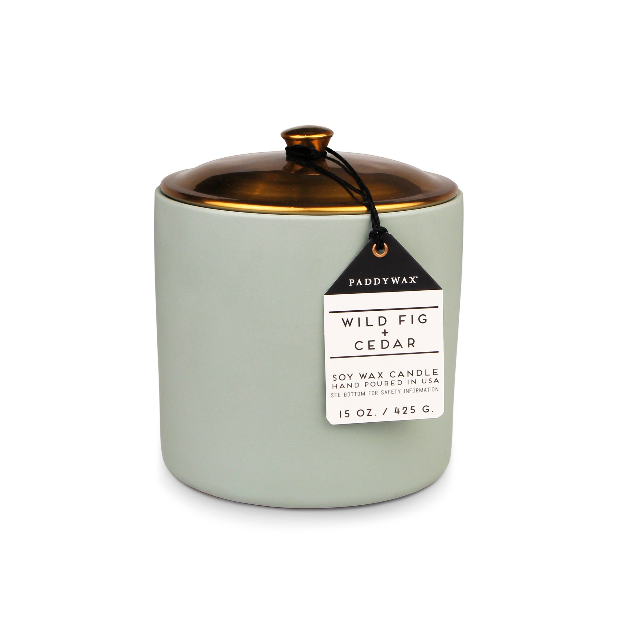 Paddy Wax Hygge 3-Wick Ceramic Candle (425g) - Sage - Wild Fig & Cedar