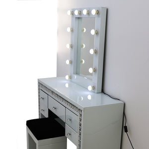 Freestanding Vanity Mirror with 12 LED bulbs