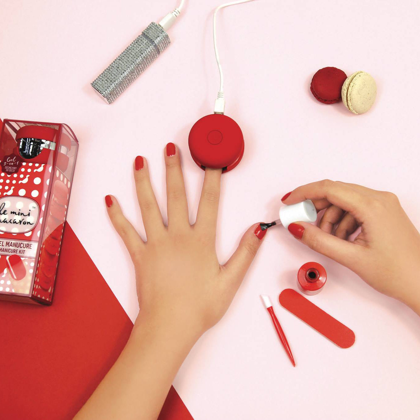 Le Mini Macaron Gel Manicure Kit - Cherry Red